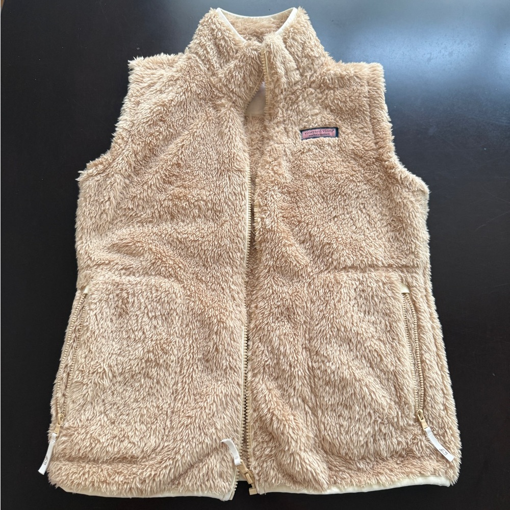 Vineyard Vines Tan Sherpa Vest